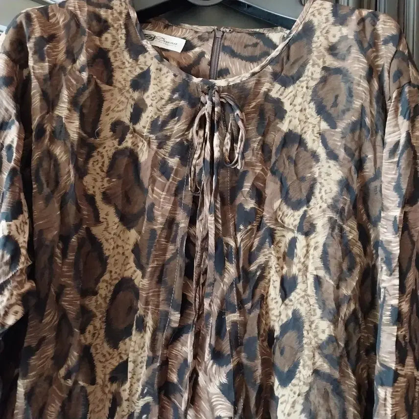 [BUNJANG] Leopard Print Long Dress Brown / 레오파드 견 원피스 브라운