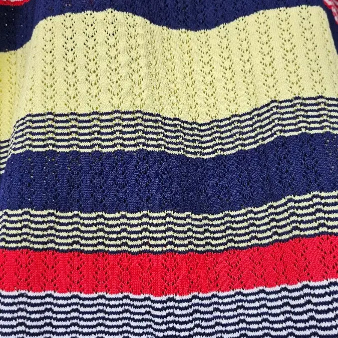 [BUNJANG] Striped Knit Two-Piece Set / 스트라이프 니트 반팔 상의 + 스커트 세트