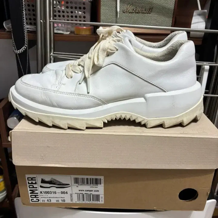 [SOLD OUT] 정품 캠퍼 43(280) 화이트 가죽 스니커즈 키높이