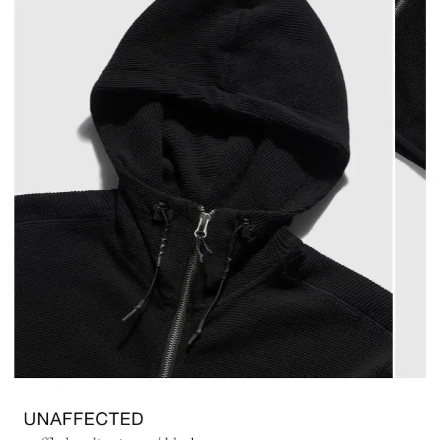 [BUNJANG] Unaffected Waffle Hoodie Zip-up Black L / 26ss 언어펙티드 와플후드집업 블랙 L