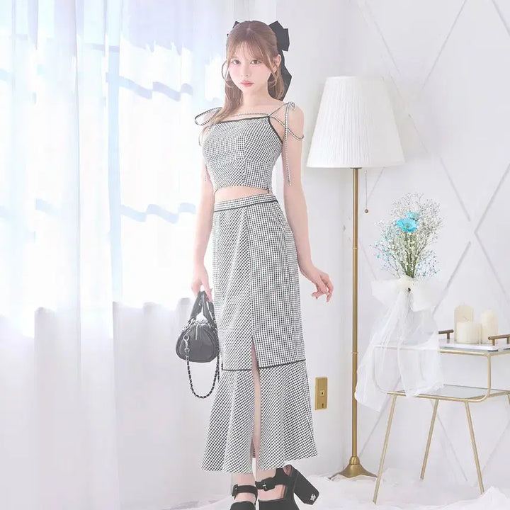 [BUNJANG] Michel Macaron Gingham Piping Set / 미셸마카롱 깅엄 파이핑 셋업