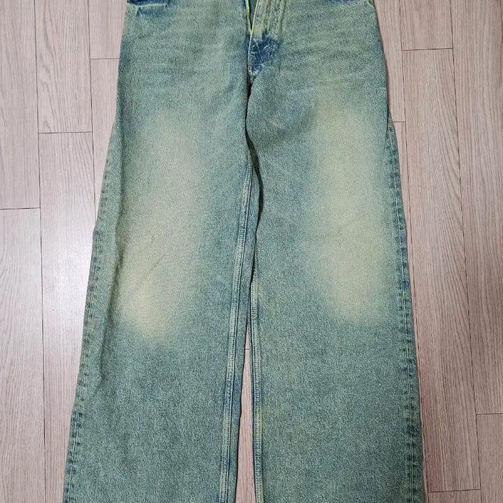 [BUNJANG] ZARA Flare Fit Yellow Washed Jeans / [29] 자라 플레어 핏 오버다이드 옐로우 워싱 진 와이드 청바지