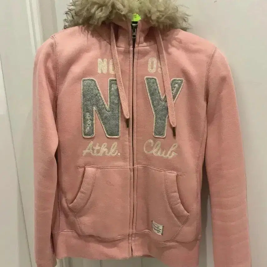 [BUNJANG] Spao Wolfjo Vintage Pink Hooded Zip-up Jacket / 스파오 울프죠 후드집업 빈티지 핑크