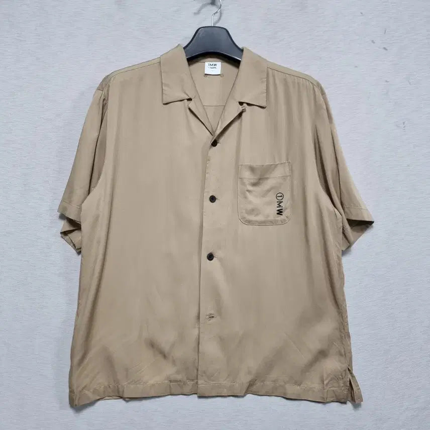 [BUNJANG] GU Beige Open Collar Short Sleeve Shirt / GU 반팔남방 남105 ㅡ0415