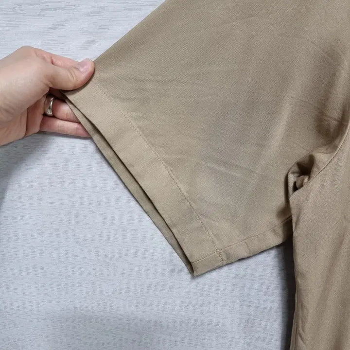 [BUNJANG] GU Beige Open Collar Short Sleeve Shirt / GU 반팔남방 남105 ㅡ0415