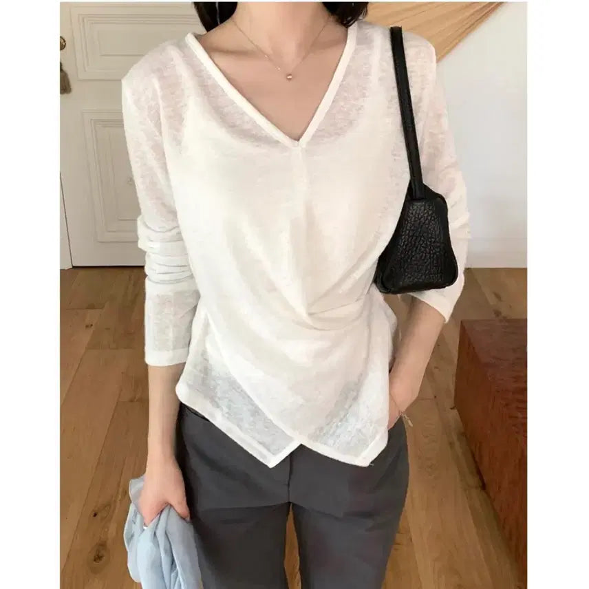 [SOLD OUT] [새상품] 프릴리 DR. Draped Side Button Tee
