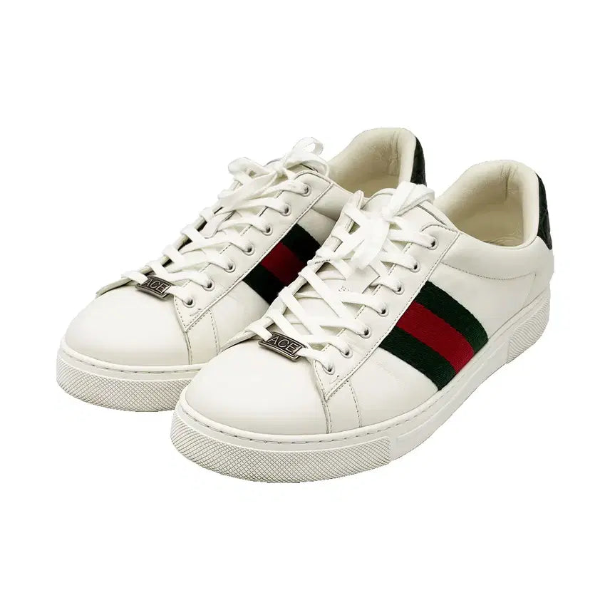 [BUNJANG] Gucci Ace Web Sneakers / 구찌 Gucci 757892 화이트 레더 에이스 웹 스니커즈 9.5