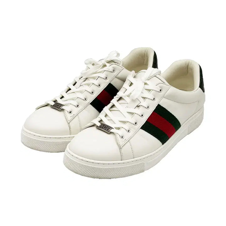 [BUNJANG] Gucci Ace Web Sneakers / 구찌 Gucci 757892 화이트 레더 에이스 웹 스니커즈 9.5