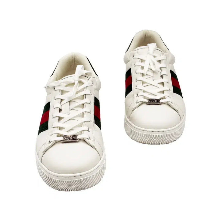 [BUNJANG] Gucci Ace Web Sneakers / 구찌 Gucci 757892 화이트 레더 에이스 웹 스니커즈 9.5