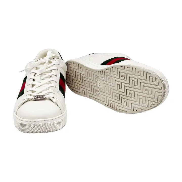 [BUNJANG] Gucci Ace Web Sneakers / 구찌 Gucci 757892 화이트 레더 에이스 웹 스니커즈 9.5