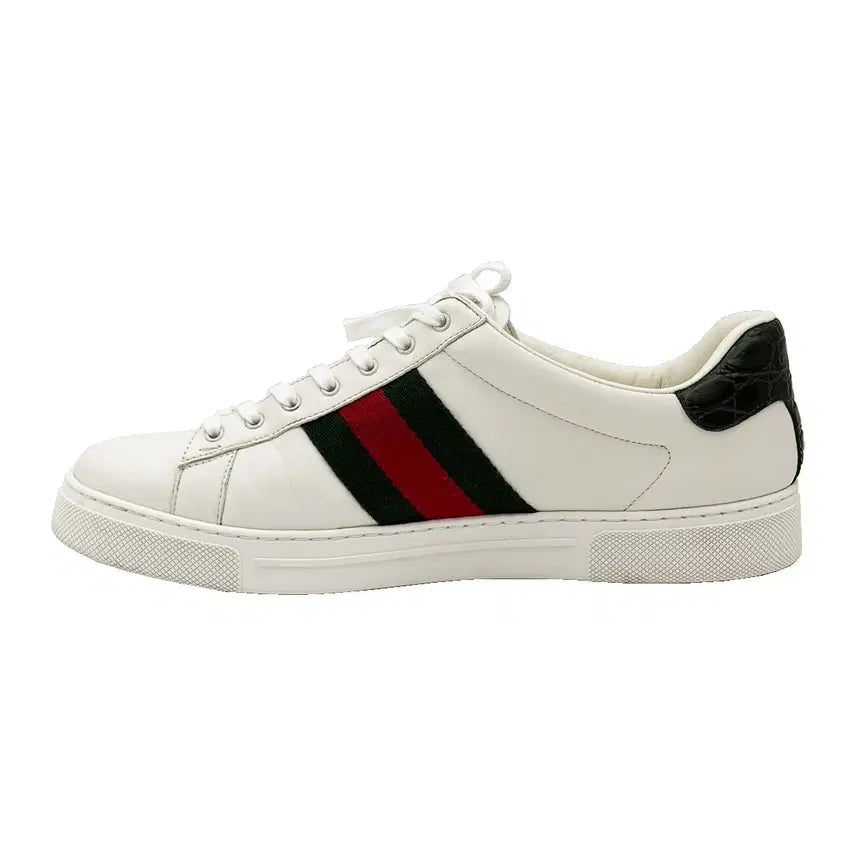 [BUNJANG] Gucci Ace Web Sneakers / 구찌 Gucci 757892 화이트 레더 에이스 웹 스니커즈 9.5