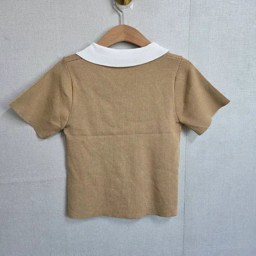 [BUNJANG] F JJ1077 Slim Fit Knit Top / 여성 카라 반팔 슬림핏 니트  F JJ1077