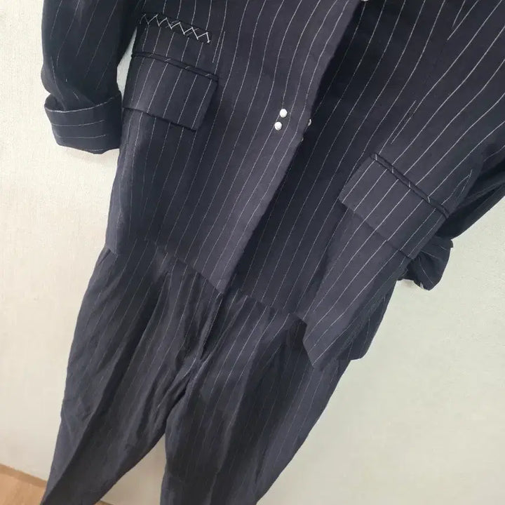 [SOLD OUT] 미샤네이비 스트라이프 린넨 한벌