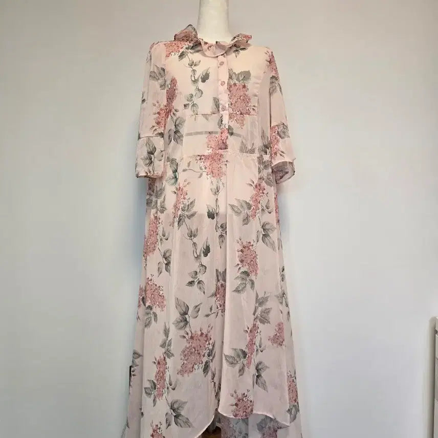 [SOLD OUT] (66)새상품 쉬폰 플라워 롱 원피스