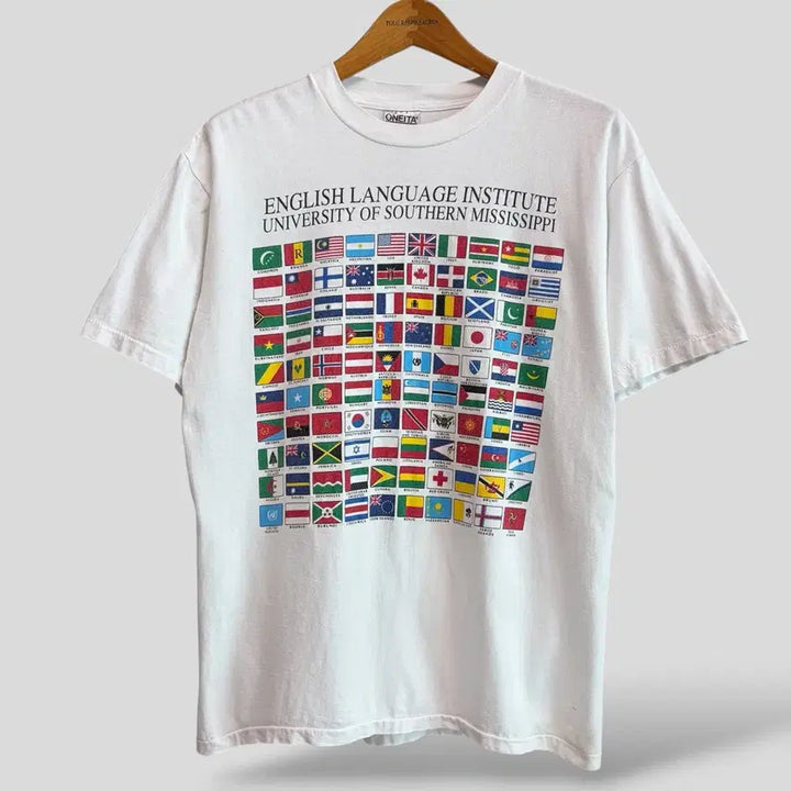 [BUNJANG] Oneita Vintage Flag Short Sleeve T-shirt / (L)Oneita 오네이타 빈티지 국기 반팔티셔츠