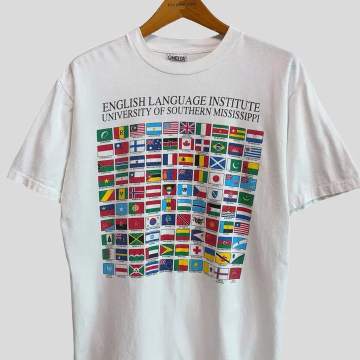 [BUNJANG] Oneita Vintage Flag Short Sleeve T-shirt / (L)Oneita 오네이타 빈티지 국기 반팔티셔츠
