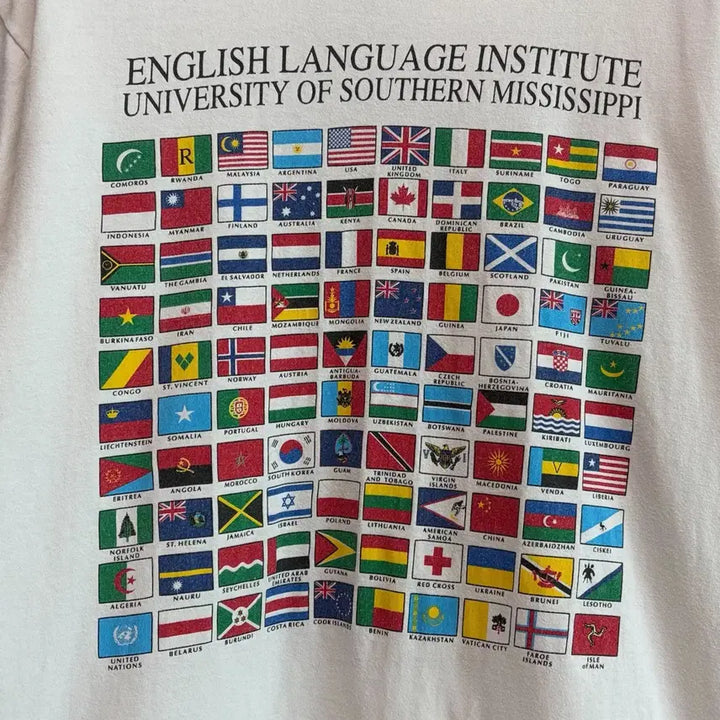 [BUNJANG] Oneita Vintage Flag Short Sleeve T-shirt / (L)Oneita 오네이타 빈티지 국기 반팔티셔츠