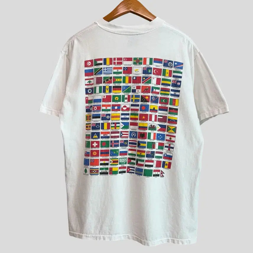 [BUNJANG] Oneita Vintage Flag Short Sleeve T-shirt / (L)Oneita 오네이타 빈티지 국기 반팔티셔츠