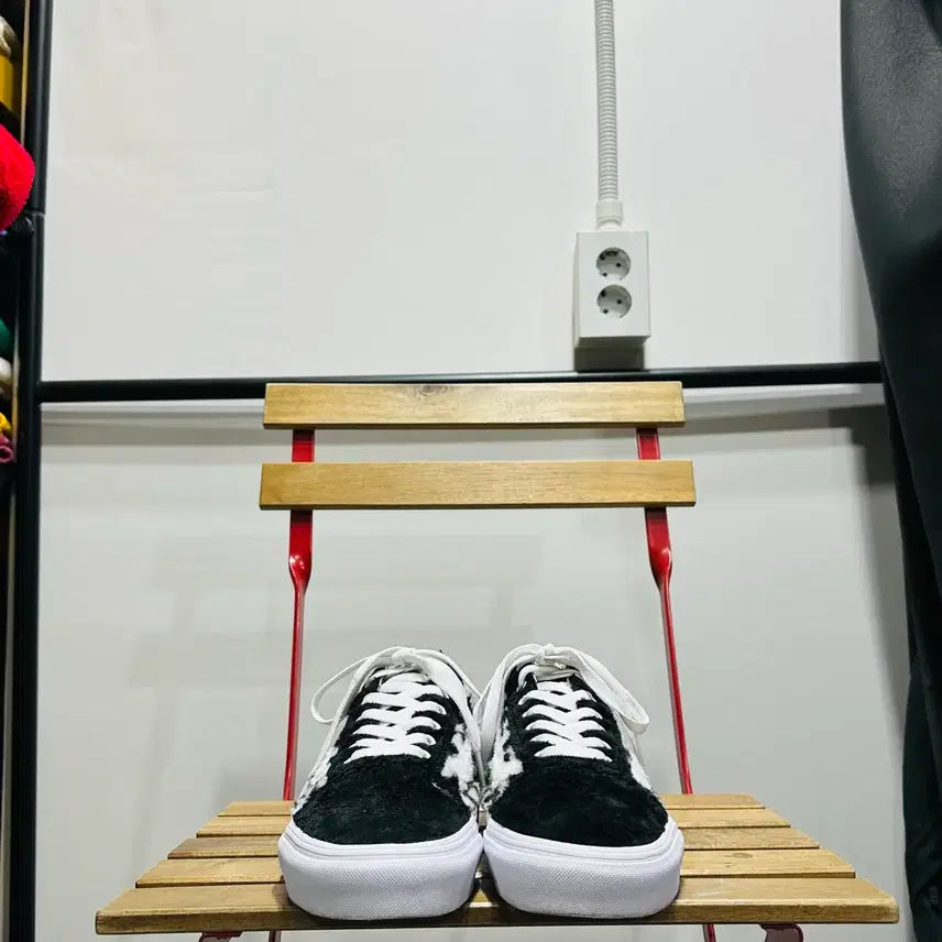 [BUNJANG] Vans Old Skool Checkerboard Sneakers / 260) 반스 운동화 남성 남자 올드스쿨 체커보드 퍼 블랙 화이트