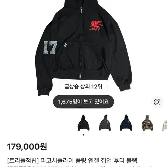 [BUNJANG] Paco Supply Falling Angel Hoodie Black / 파코서플라이 폴링 엔젤 후드 집업 블랙