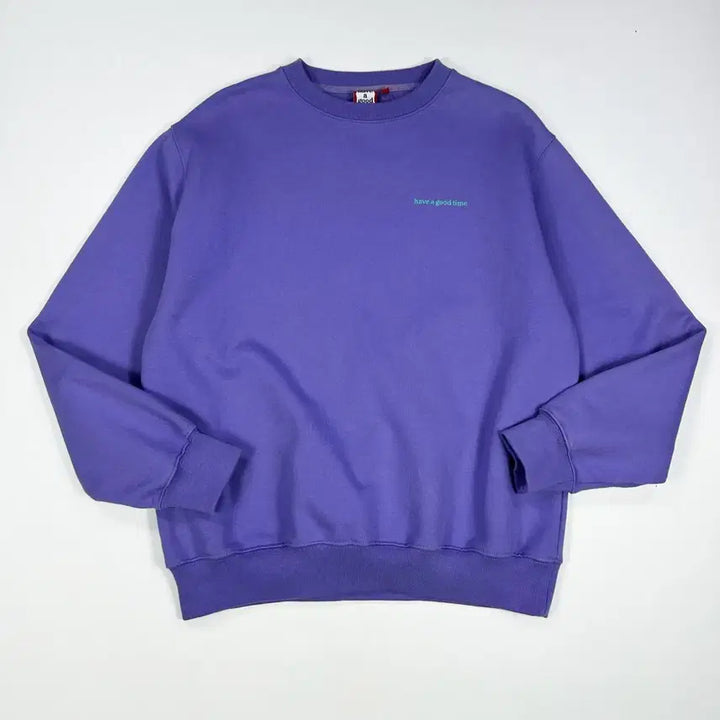 [BUNJANG] Have A Good Time Spellout Basic Sweatshirt Purple / (L) 해브어굿타임 해굿타 스펠아웃 베이직 맨투맨 퍼플