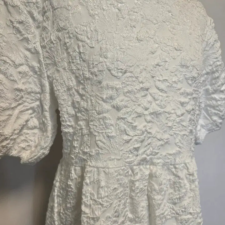 [BUNJANG] White Textured Short Sleeve Long Dress / (66)화이트  반팔 롱 원피스