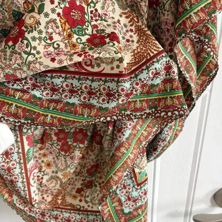 [SOLD OUT] (일본 수입 빈티지)블라우스 티셔츠 가오리 반팔 꽃 38 롱