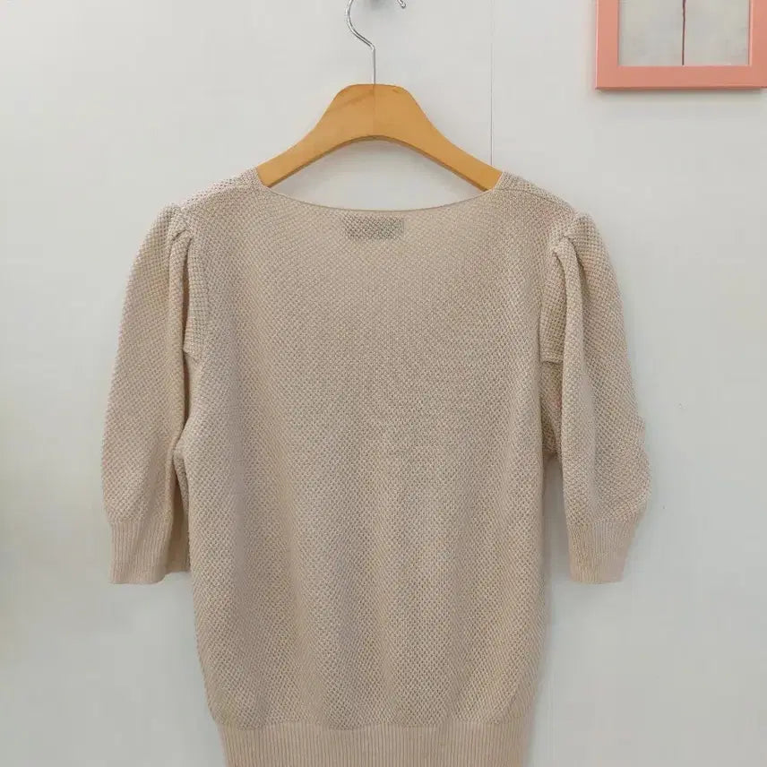 [SOLD OUT] 매그제이 세미퍼프 브이넥 반팔니트 핑크베이지 55~66