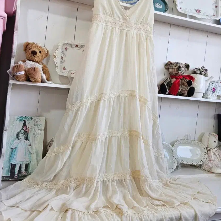 [BUNJANG] INGNI Lace Tiered Long Dress / 잉그니(INGNI) 레이스 티어드 롱원피스