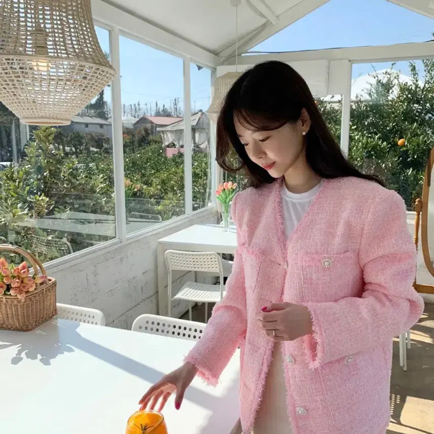[BUNJANG] ByCini Candy Tweed Jacket Pink / 바이씨니 제작 캔디트위드자켓 핑크