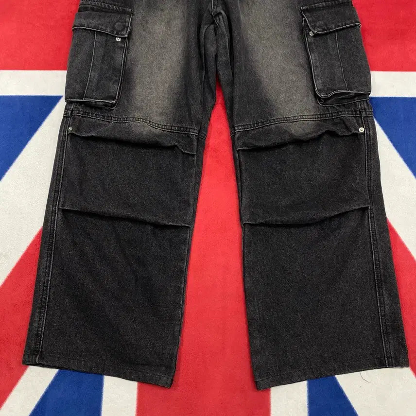 [BUNJANG] Trillion Wide Black Cargo Pants M / 트릴리온 와이드 흑청 카고팬츠 M