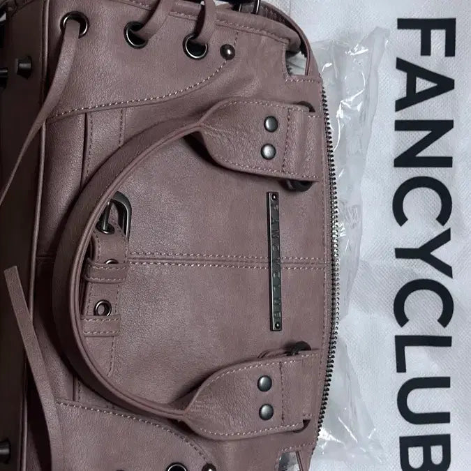 [BUNJANG] Fancy Club Belted Washed Leather Mini Bag - Baby Pink / 팬시클럽 벨티드 워싱 레더 미니백 베이비 핑크