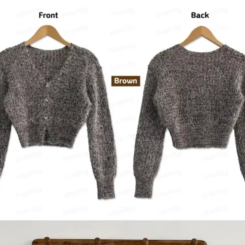 [BUNJANG] Innity BOKASI Pine Needle Angora V-Neck Crop Knit Cardigan / 새상품) 이너니티) 보카시 솔잎 앙고라 브이넥 크롭 니트 가디건