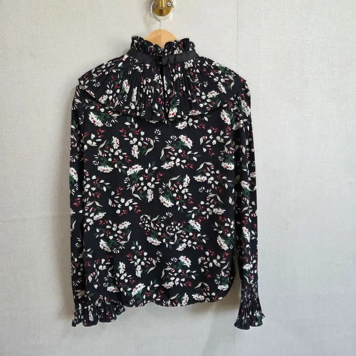 [BUNJANG] JJ1080 Floral Print Long Sleeve Blouse / 여성 플라워 패턴 긴팔 블라우스 프릴넥 F JJ1080