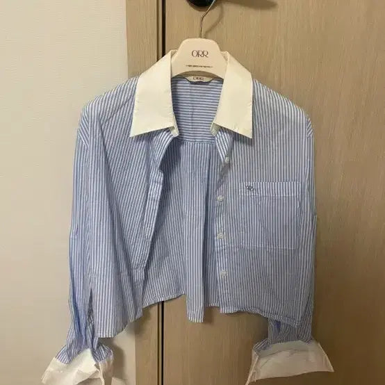 [BUNJANG] Orr Stripe Crop Shirt / Orr 오르 스트라이프 셔츠