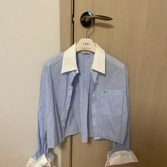 [BUNJANG] Orr Stripe Crop Shirt / Orr 오르 스트라이프 셔츠