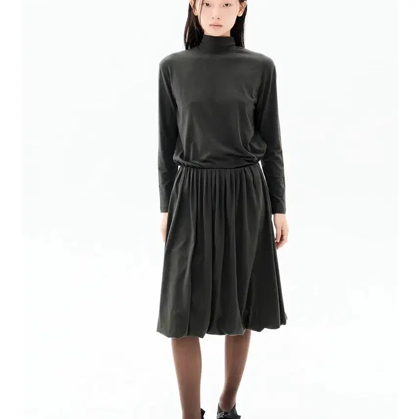 [BUNJANG] Cosmos Balloon Skirt Khaki / 코스모스 벌룬 스커트 카키