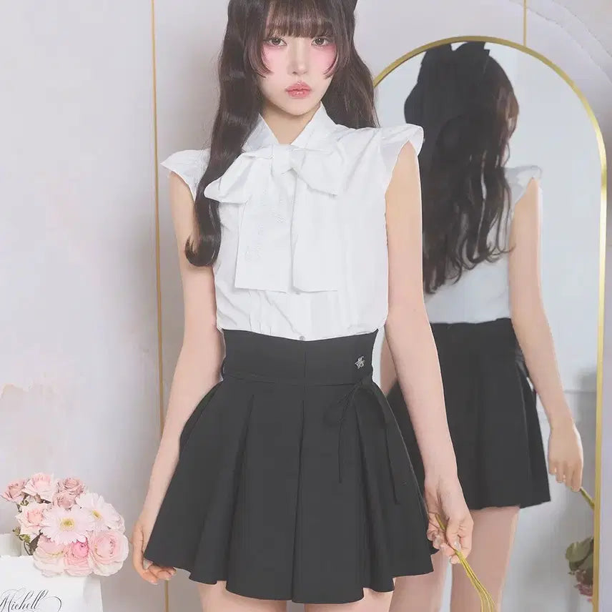 [BUNJANG] Michel Macaron Ribbon Flare Skirt / 미셸마카롱 리본 택 플레어 스커트