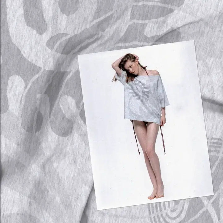 [BUNJANG] Tmt toomuchtax One Shoulder Printed Box T-Shirt / Tmt toomuchtax 투머치택스 원숄더 박스티 반팔 그레이