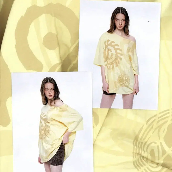 [BUNJANG] Tmt toomuchtax One Shoulder Printed Box T-Shirt / Tmt toomuchtax 투머치택스 원숄더 박스티 반팔 그레이