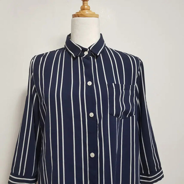 [BUNJANG] SooSoo Navy Striped Shirt / 5523/SooSoo 여 free사이즈 네이비스트라이프셔츠/내옷방