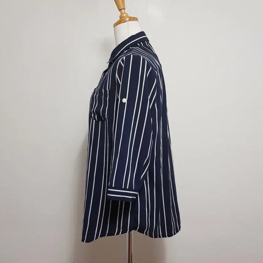 [BUNJANG] SooSoo Navy Striped Shirt / 5523/SooSoo 여 free사이즈 네이비스트라이프셔츠/내옷방
