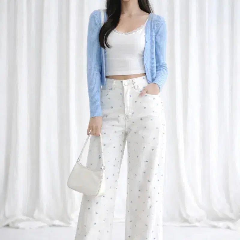 [BUNJANG] Floral Printed Wide Cotton Pants / 플라워 프린팅 와이드 면 팬츠