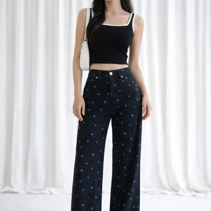 [BUNJANG] Floral Printed Wide Cotton Pants / 플라워 프린팅 와이드 면 팬츠