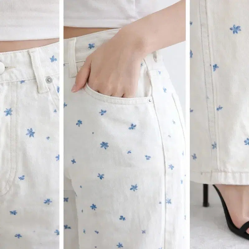 [BUNJANG] Floral Printed Wide Cotton Pants / 플라워 프린팅 와이드 면 팬츠