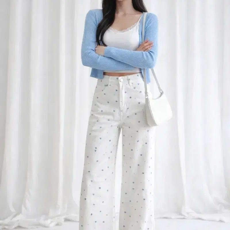 [BUNJANG] Floral Printed Wide Cotton Pants / 플라워 프린팅 와이드 면 팬츠