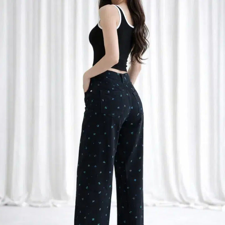 [BUNJANG] Floral Printed Wide Cotton Pants / 플라워 프린팅 와이드 면 팬츠
