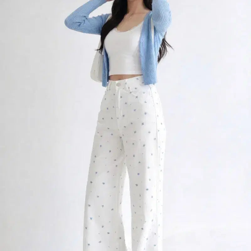 [BUNJANG] Floral Printed Wide Cotton Pants / 플라워 프린팅 와이드 면 팬츠