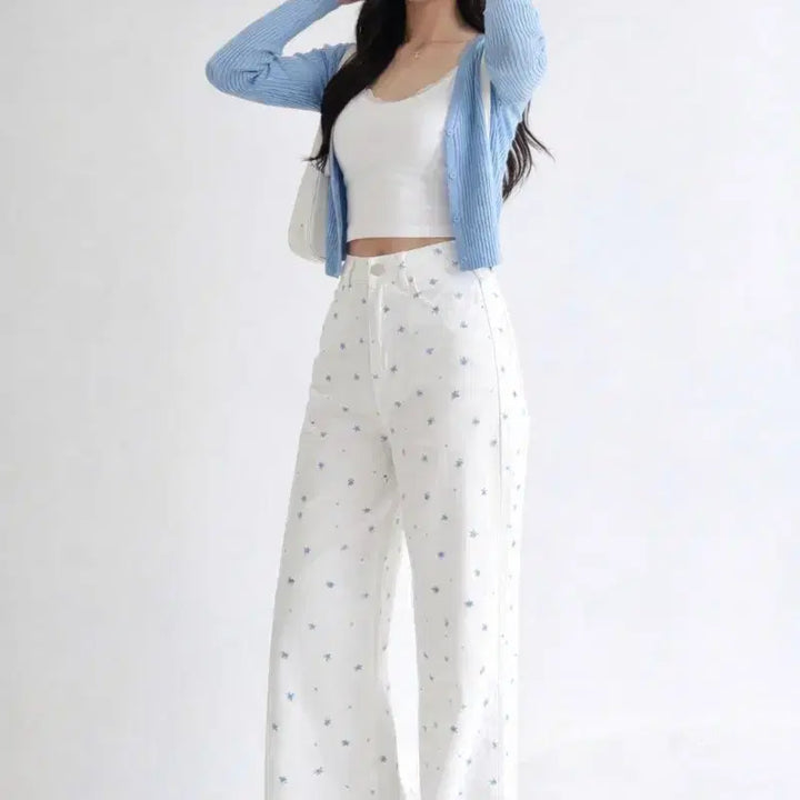 [BUNJANG] Floral Printed Wide Cotton Pants / 플라워 프린팅 와이드 면 팬츠