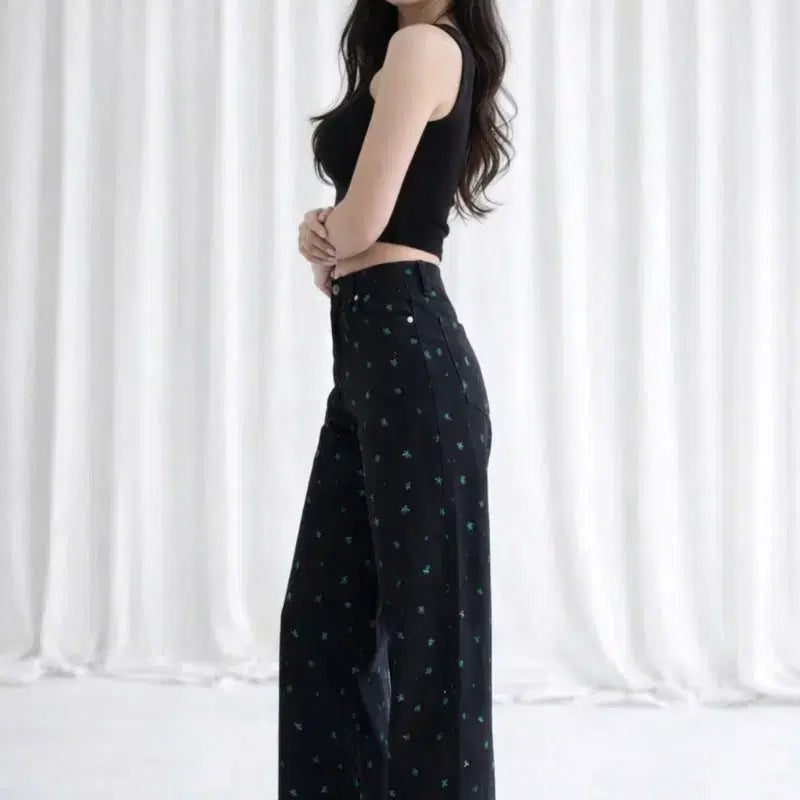 [BUNJANG] Floral Printed Wide Cotton Pants / 플라워 프린팅 와이드 면 팬츠
